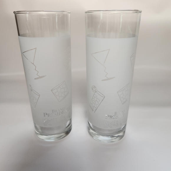 Set Of 2 Brandy Presidente Mezcia Contigo Frosted Bar Glasses - Picture 4 of 10